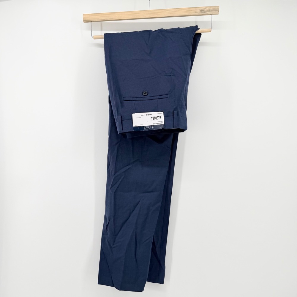 Original Penguin Osmans 34W 34L Navy Blue Wool Blend Dress Pants Trousers NWT